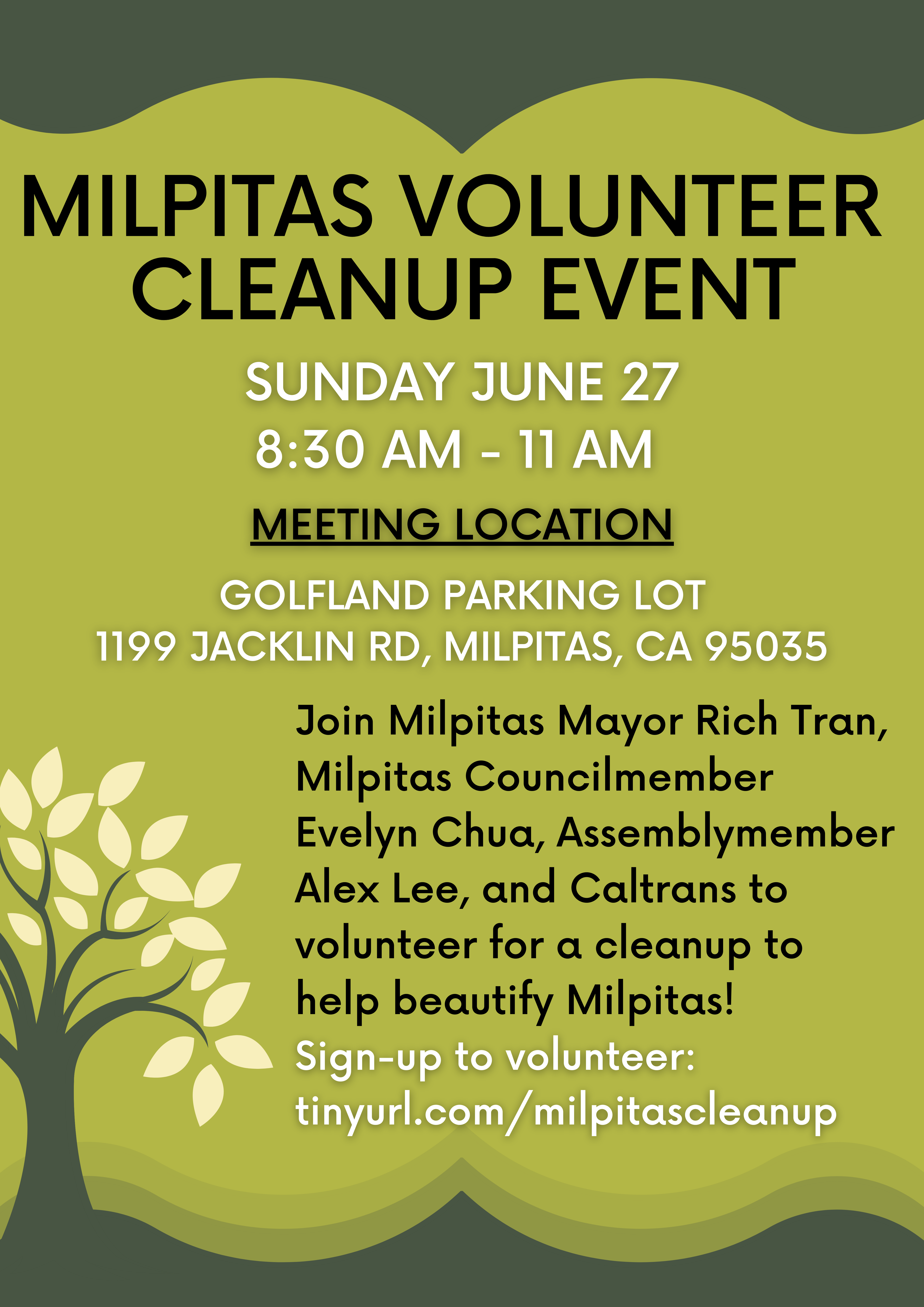 Milpitas Volunteer Cleanup Event Flyer
