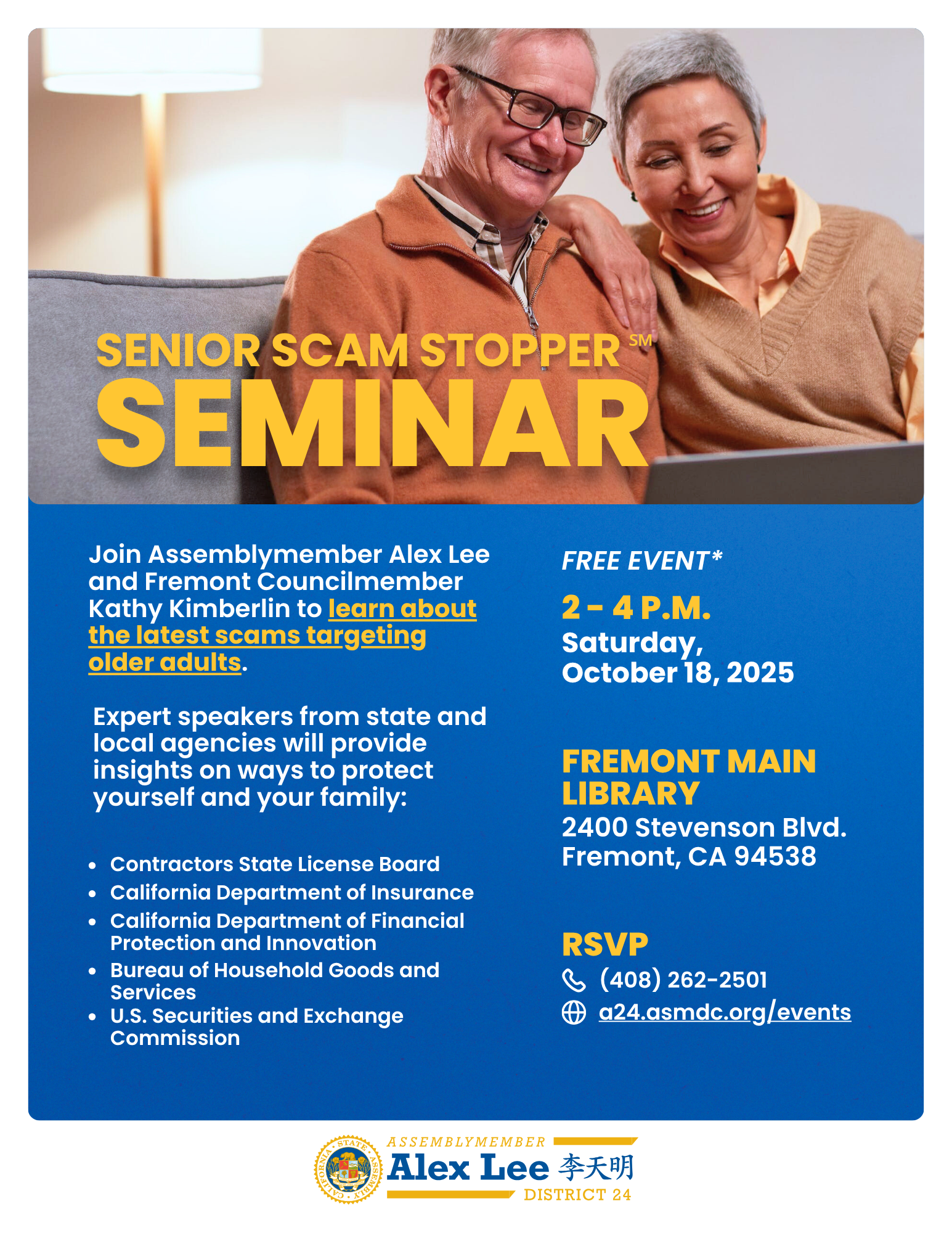 Asm. Lee Senior Scam Flyer Graphic
