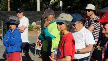 Participants of the Community Walk and Talk event gather before the hike.