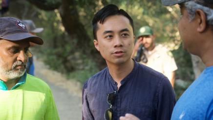 Assemblymember Alex Lee speaks with participants of the Community Walk and Talk event.