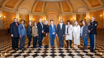 Group meeting with Assemblymember Lee by the Rotunda